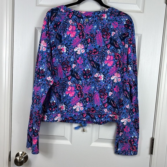 Lilly Pulitzer Emmaline cropped pullover Boca blue Birds Eye view sz xl - Picture 8 of 9